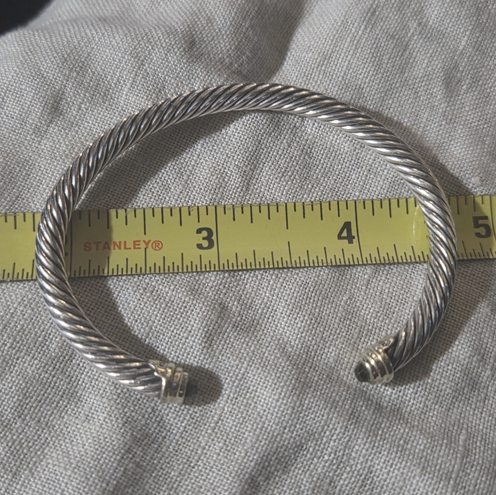 ***Host Pick***David Yurman Classic Cable 4mm Cuff Bracelet, Peridot, SS & 14k - Picture 11 of 12
